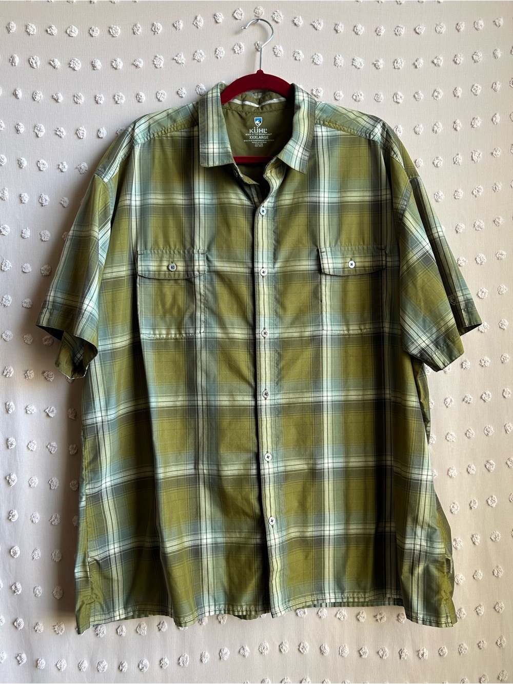 Kuhl Men’s Response Plaid Short Sleeve Button Up Sz XXXL Green
